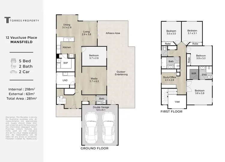 Floorplan of Homely house listing, 12 Vaucluse Place, Mansfield QLD 4122