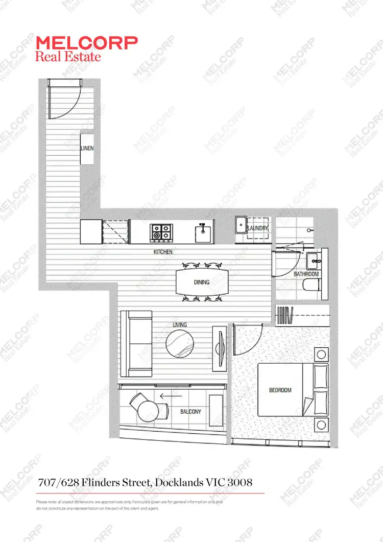 Floorplan of Homely apartment listing, 707/628 Flinders Street, Docklands VIC 3008