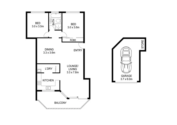Floorplan of Homely unit listing, 2/1-5 Hampden Street, Beverly Hills NSW 2209