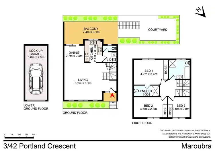 Floorplan of Homely townhouse listing, 3/42 Portland Crescent, Maroubra NSW 2035