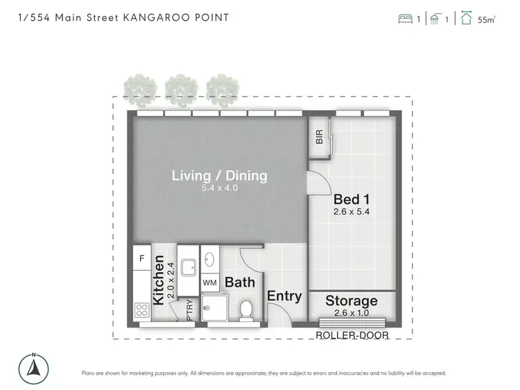 Floorplan of Homely apartment listing, 1/554 Main Street, Kangaroo Point QLD 4169