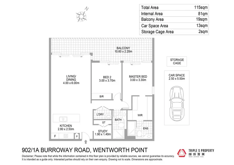 Floorplan of Homely apartment listing, 902/1A Burroway Road, Wentworth Point NSW 2127
