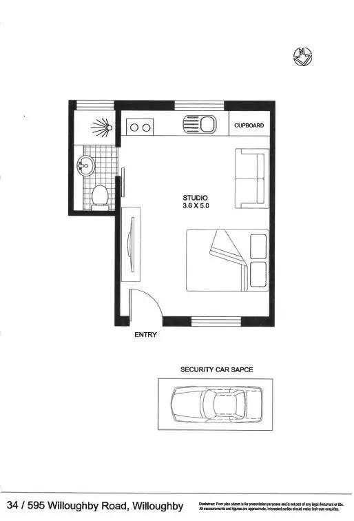 Floorplan of Homely studio listing, 34/595 Willoughby Road, Willoughby NSW 2068