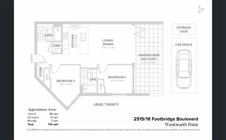 Floorplan of Homely apartment listing, 2515/18 Footbridge Boulevard, Wentworth Point NSW 2127