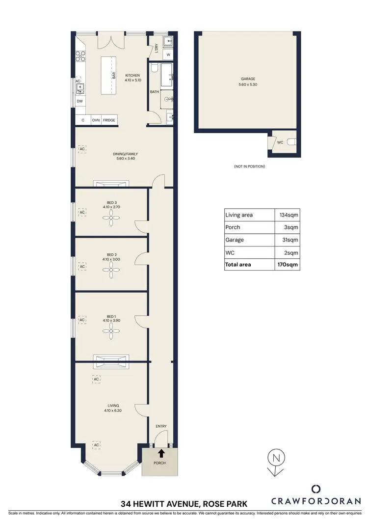 Floorplan of Homely semi-detached listing, 34 Hewitt Avenue, Rose Park SA 5067