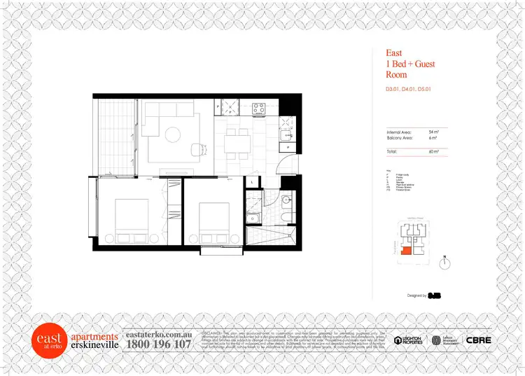 Floorplan of Homely apartment listing, D301/2 Pearl Street, Erskineville NSW 2043