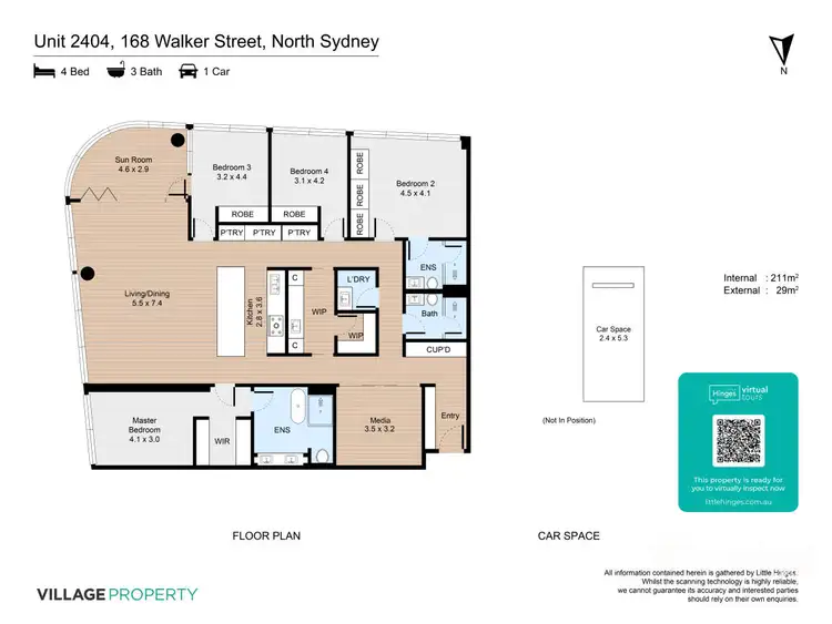 Floorplan of Homely apartment listing, 2404/168 Walker Street, North Sydney NSW 2060