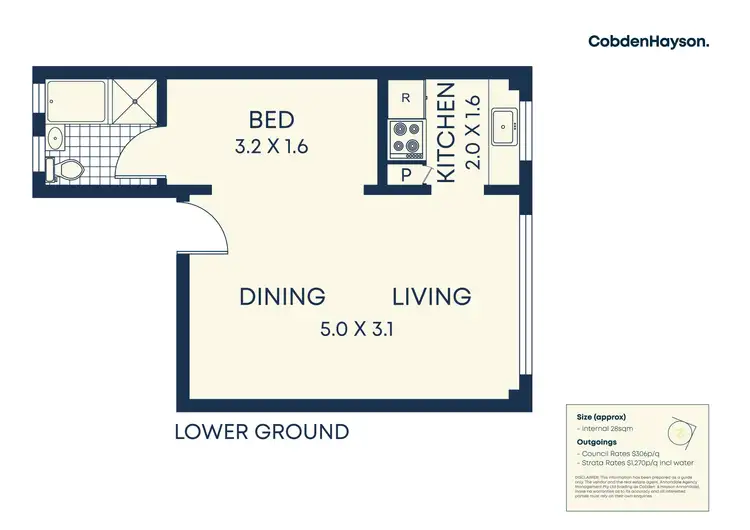 Floorplan of Homely studio listing, 1/2 Kurraghein Avenue, Rushcutters Bay NSW 2011
