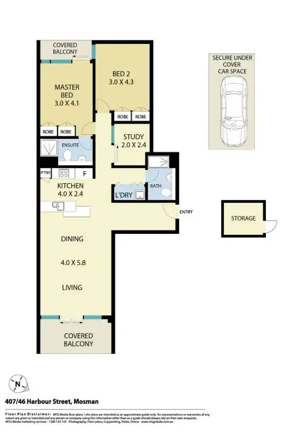 Floorplan of Homely apartment listing, 407/46-54 Harbour Street, Mosman NSW 2088