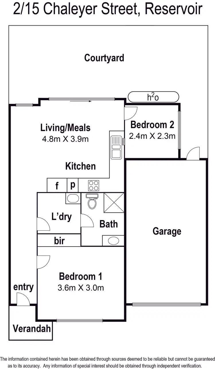 Floorplan of Homely unit listing, 2/15 Chaleyer Street, Reservoir VIC 3073