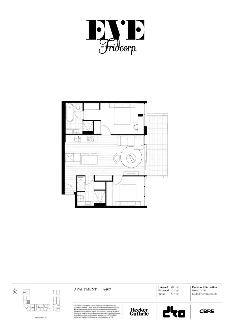 Floorplan of Homely apartment listing, A407/72 MacDonald Street, Erskineville NSW 2043