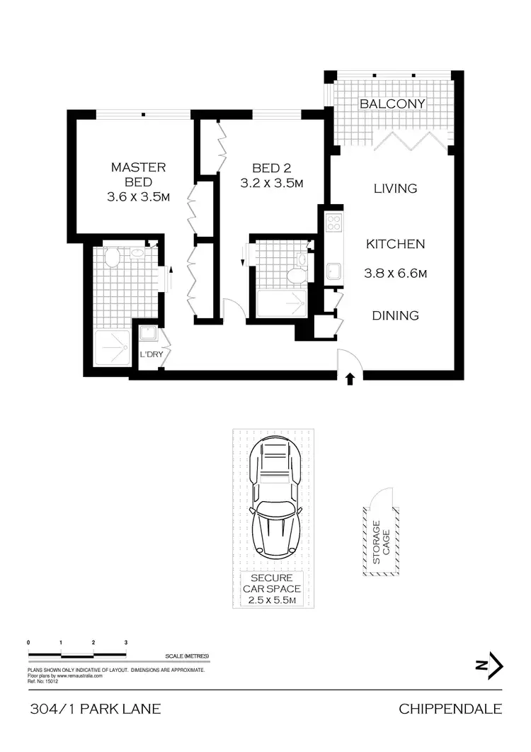 Floorplan of Homely apartment listing, 304/1 Park Lane, Chippendale NSW 2008
