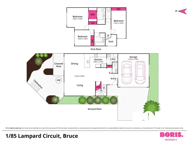 Floorplan of Homely townhouse listing, 1/85 Lampard Street, Bruce ACT 2617
