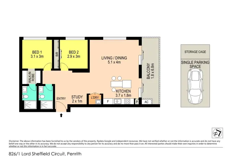 Floorplan of Homely unit listing, 826/1-39 Lord Sheffield Circuit, Penrith NSW 2750