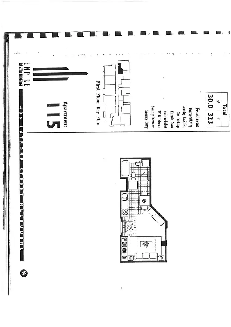 Floorplan of Homely studio listing, 115/406 La Trobe Street, Melbourne VIC 3000