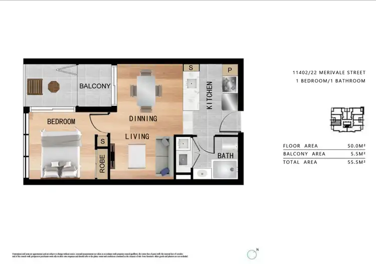 Floorplan of Homely apartment listing, 11402/22 Merivale Street, South Brisbane QLD 4101
