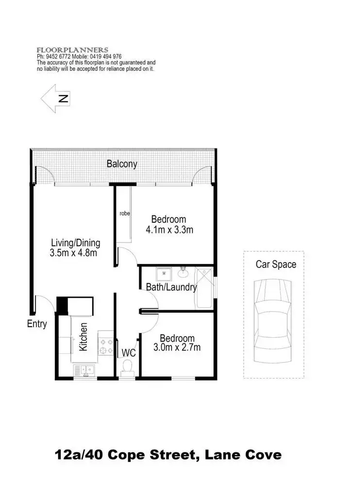 Floorplan of Homely unit listing, 12A/40 Cope Street, Lane Cove NSW 2066