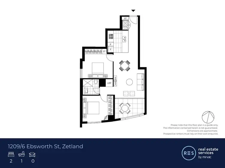 Floorplan of Homely apartment listing, 1209/6 Ebsworth Street, Zetland NSW 2017