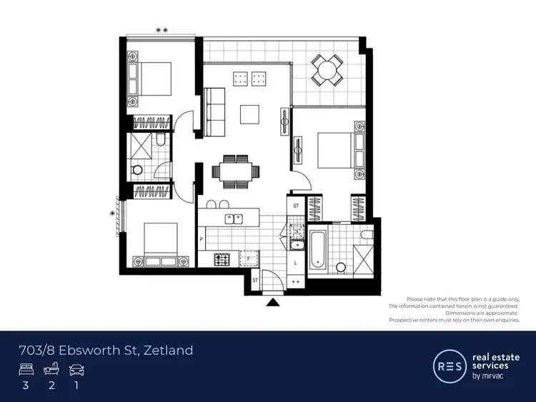 Floorplan of Homely apartment listing, 703/8 Ebsworth Street, Zetland NSW 2017