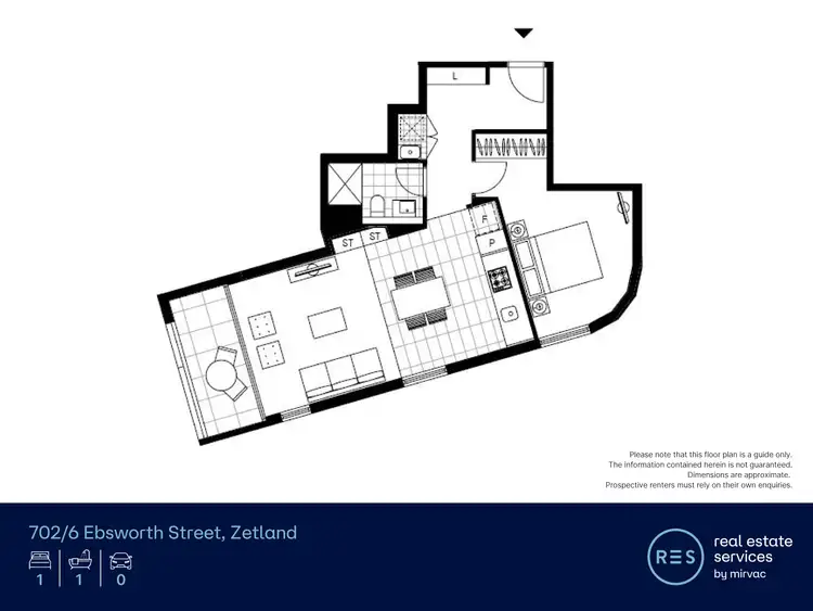 Floorplan of Homely apartment listing, 702/6 Ebsworth Street, Zetland NSW 2017
