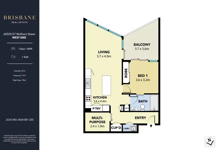 Floorplan of Homely apartment listing, 60505/27 Mollison Street, West End QLD 4101
