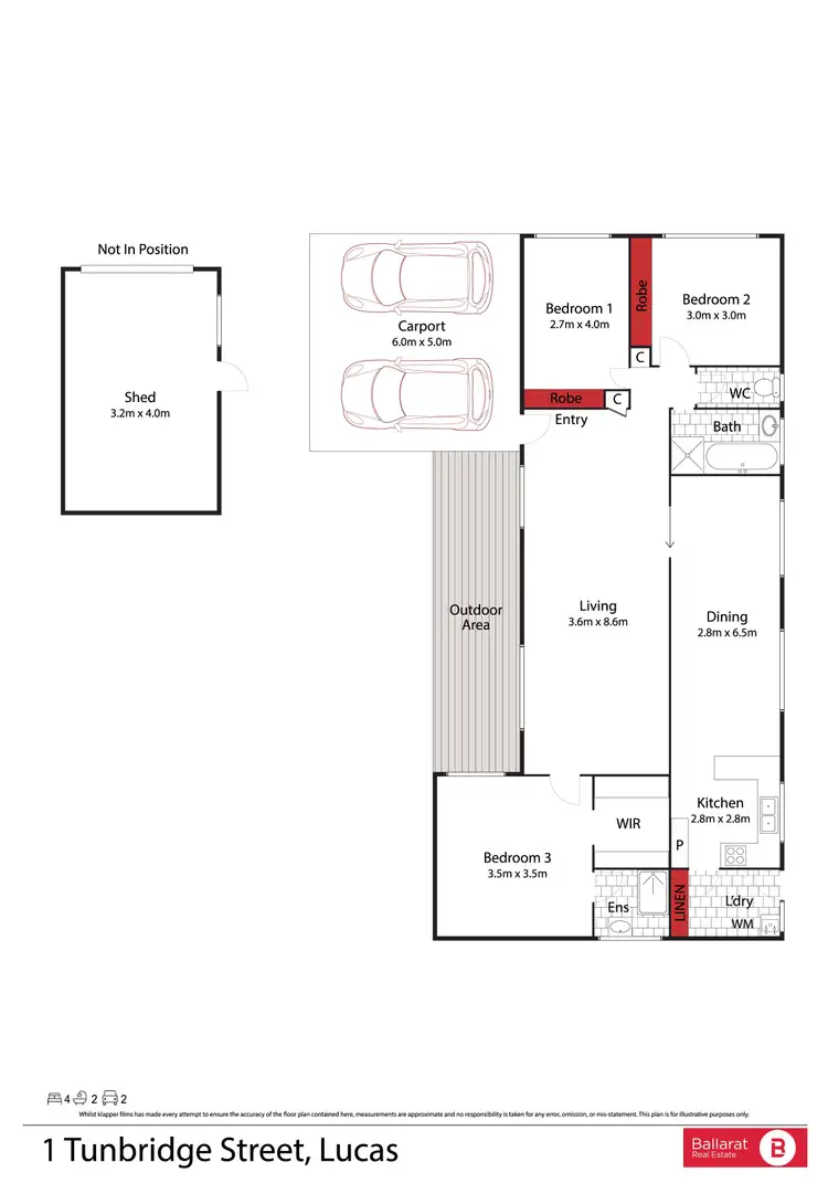 Floorplan of Homely house listing, 12 Ealing Avenue, Wendouree VIC 3355