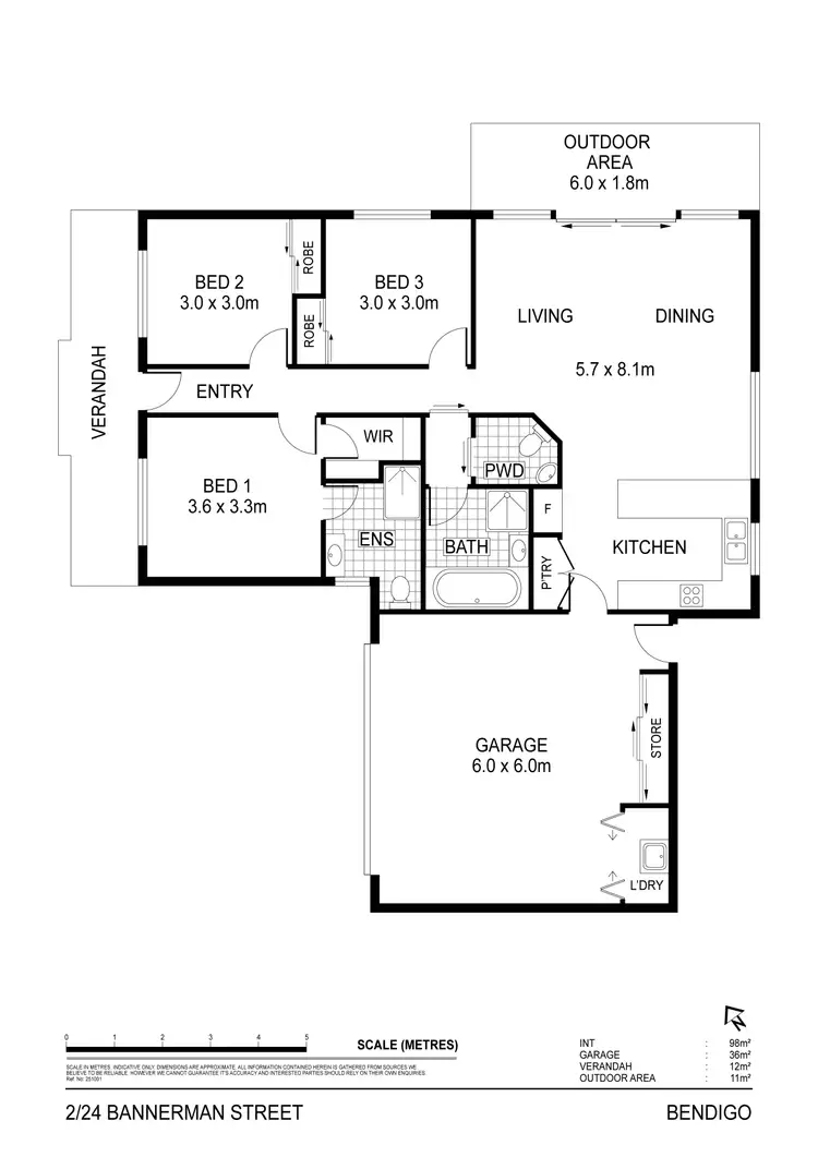 Floorplan of Homely townhouse listing, 2/24 Bannerman Street, Bendigo VIC 3550