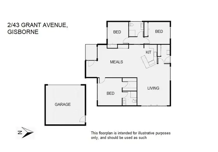 Floorplan of Homely unit listing, 2/43 Grant Avenue, Gisborne VIC 3437