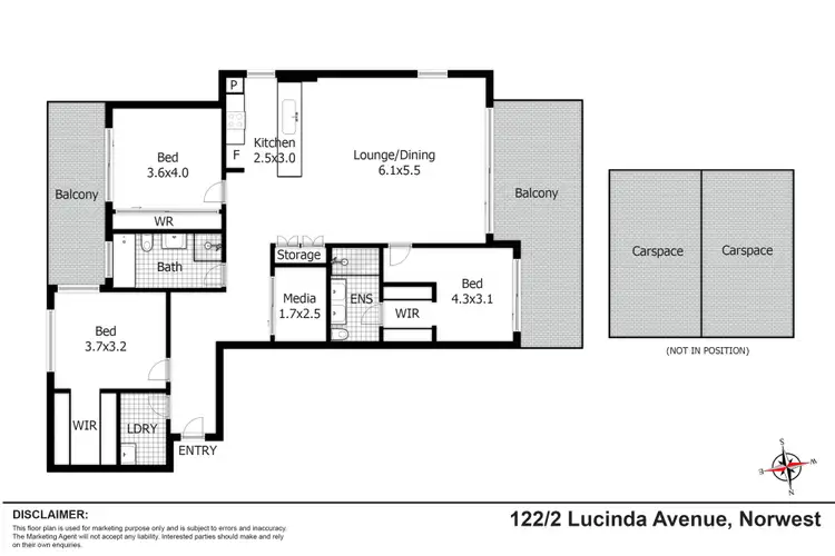 Floorplan of Homely apartment listing, 122/2 Lucinda Avenue, Norwest NSW 2153