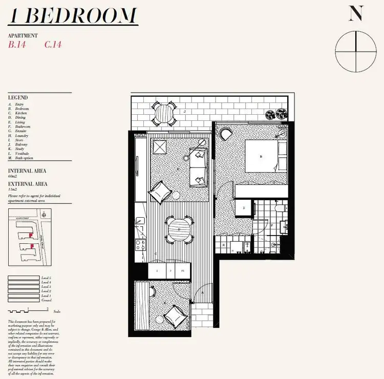 Floorplan of Homely apartment listing, C14/356 George Street, Waterloo NSW 2017
