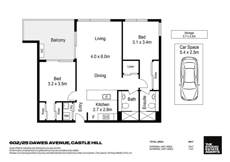 Floorplan of Homely unit listing, 602/25 Dawes Avenue, Castle Hill NSW 2154
