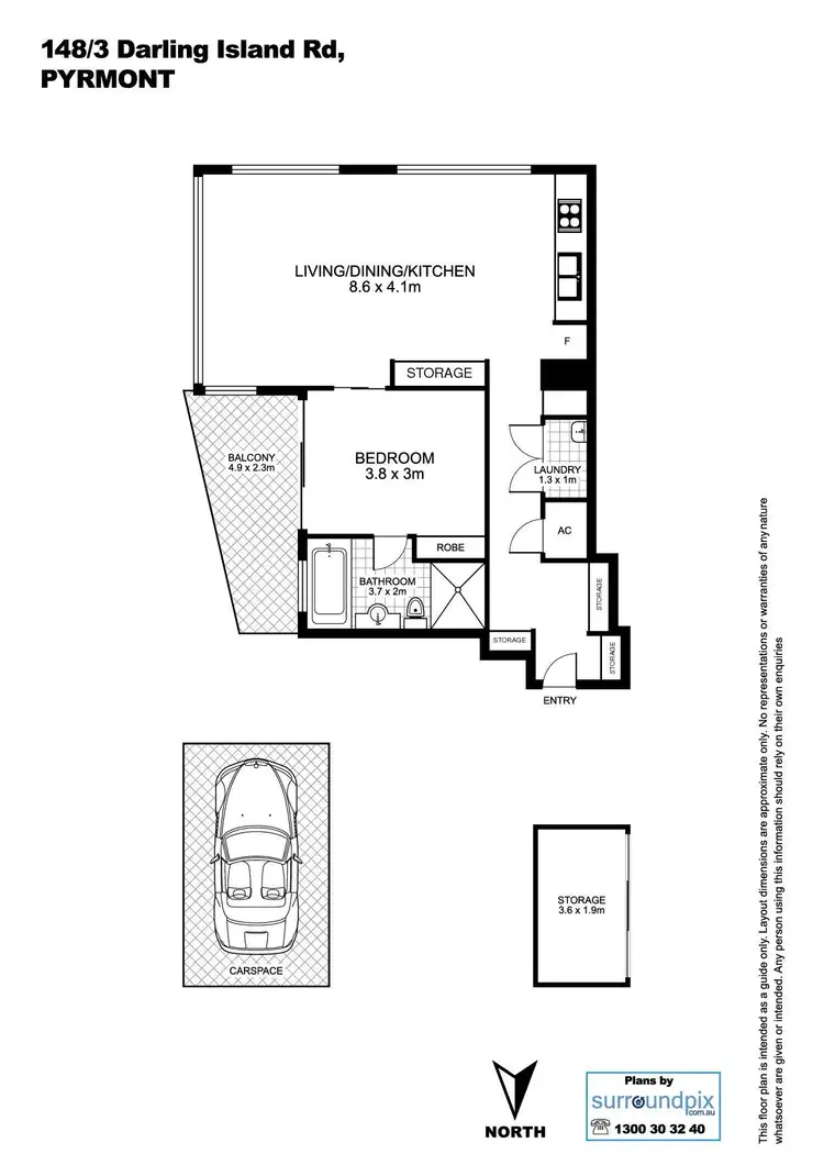 Floorplan of Homely apartment listing, 148/3 Darling Island Road, Pyrmont NSW 2009