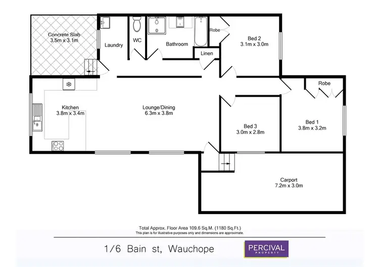 Floorplan of Homely villa listing, 1/6 Bain Street, Wauchope NSW 2446