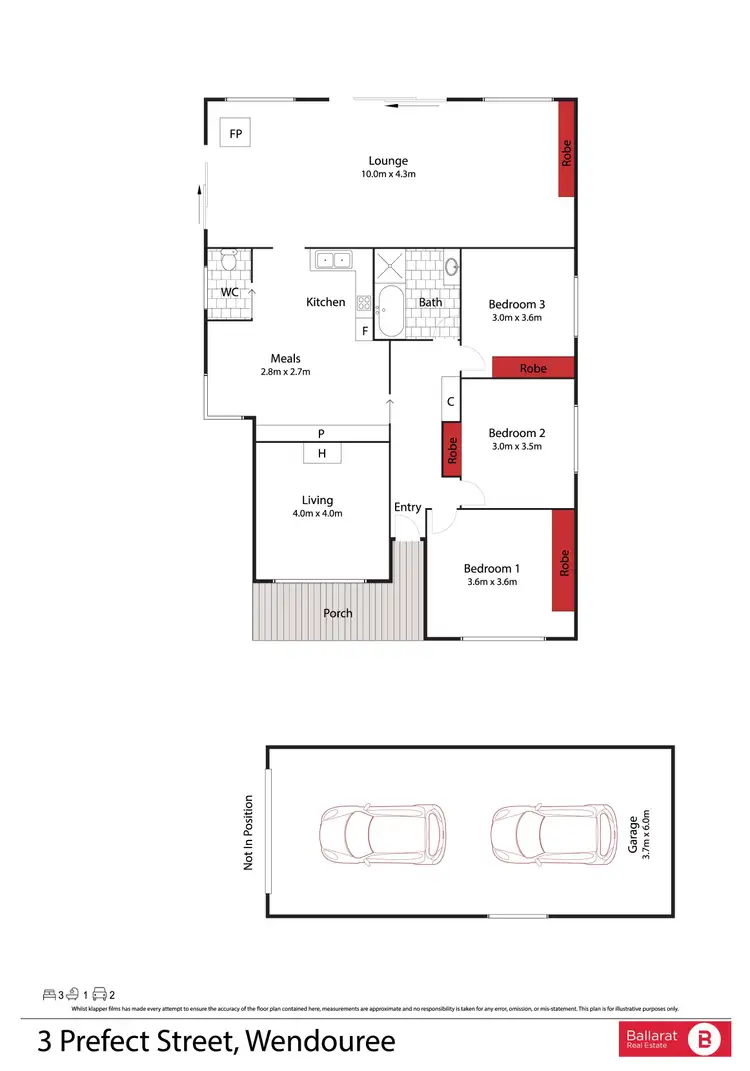 Floorplan of Homely house listing, 3 Prefect Street, Wendouree VIC 3355
