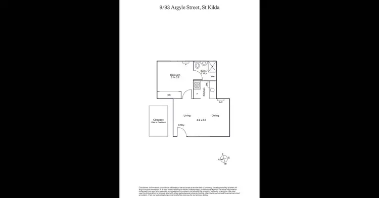 Floorplan of Homely apartment listing, 9/93 Argyle Street, St Kilda VIC 3182