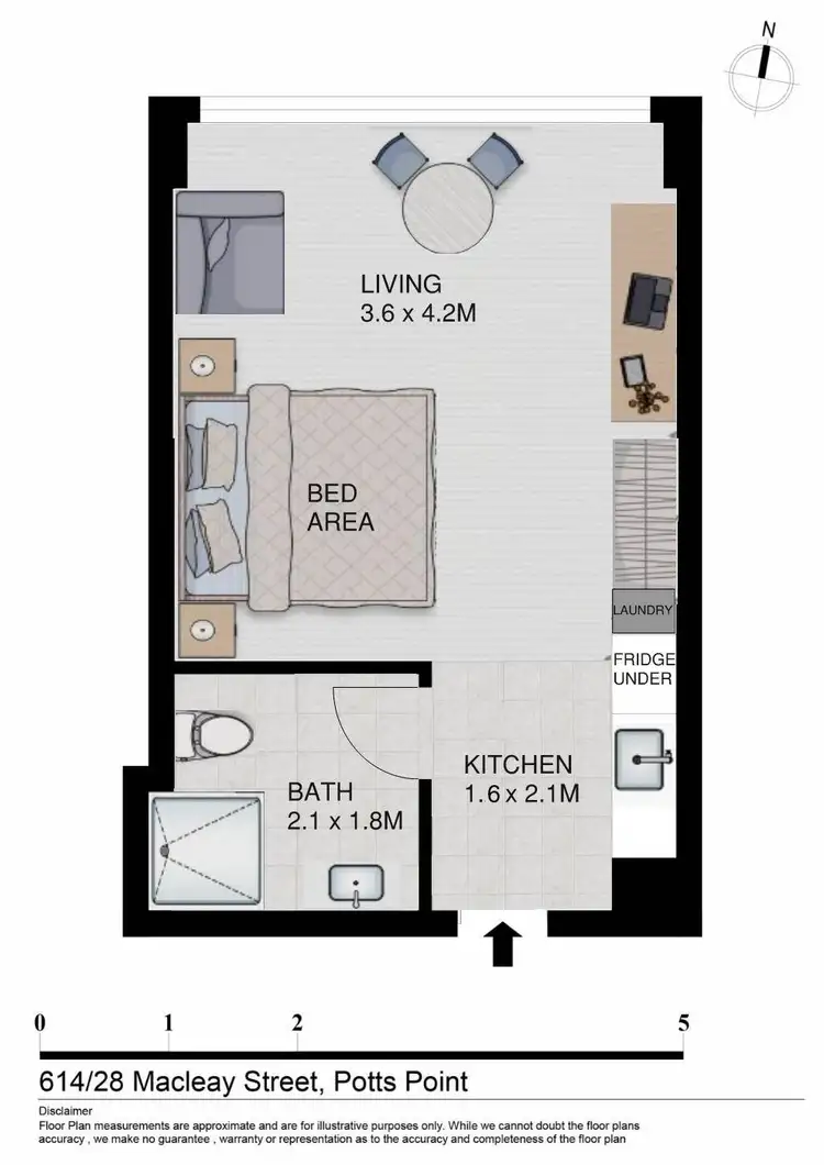 Floorplan of Homely studio listing, 614/28 Macleay Street, Potts Point NSW 2011