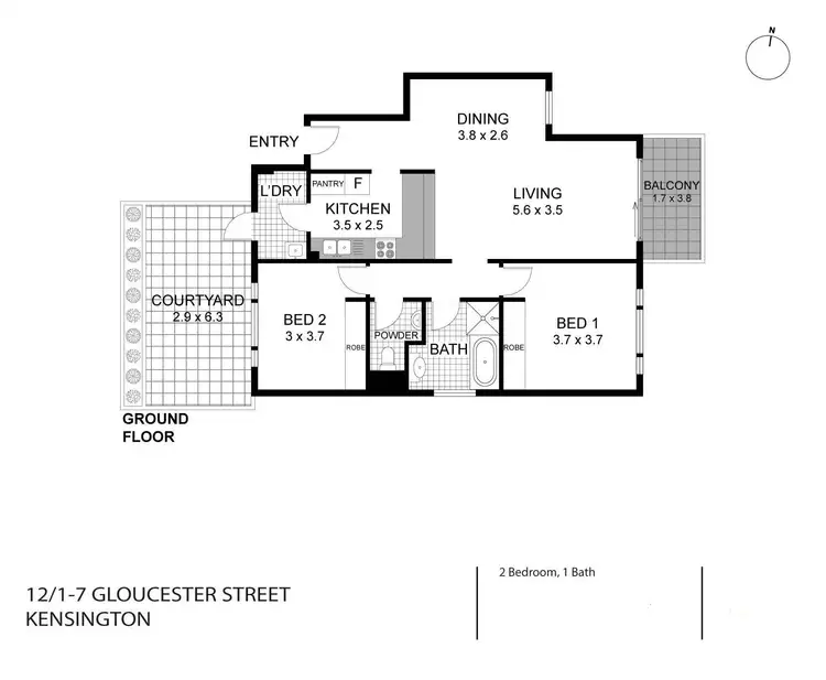 Floorplan of Homely apartment listing, 12/1-7 Gloucester Place, Kensington NSW 2033
