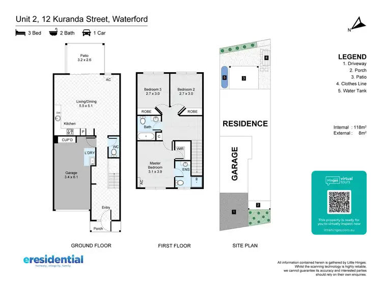 Floorplan of Homely townhouse listing, 2/12 Kuranda Street, Waterford QLD 4133