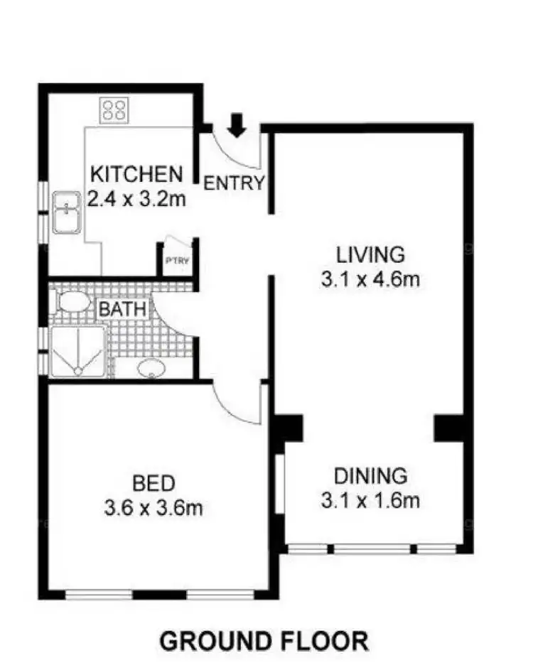 Floorplan of Homely apartment listing, 1/105 Smith Street, Summer Hill NSW 2130