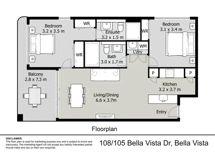 Floorplan of Homely apartment listing, 108/105 Bella Vista Drive, Bella Vista NSW 2153