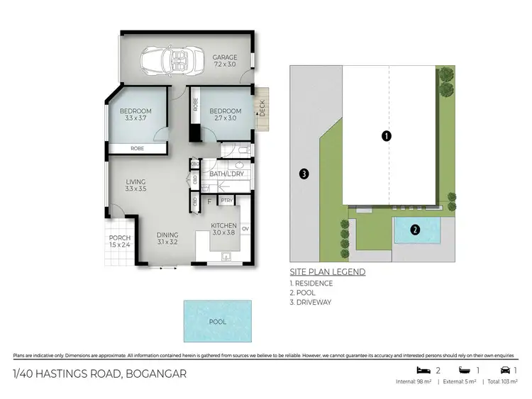 Floorplan of Homely semi-detached listing, 1/40 Hastings Road, Bogangar NSW 2488