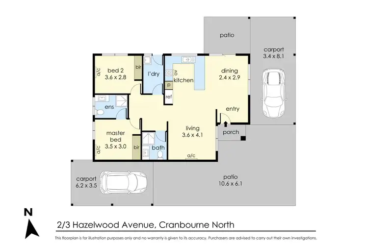 Floorplan of Homely unit listing, 2/3 Hazelwood Avenue, Cranbourne North VIC 3977