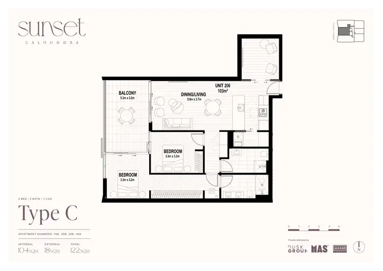 Floorplan of Homely apartment listing, 206/5-7 Bombala Terrace, Caloundra QLD 4551