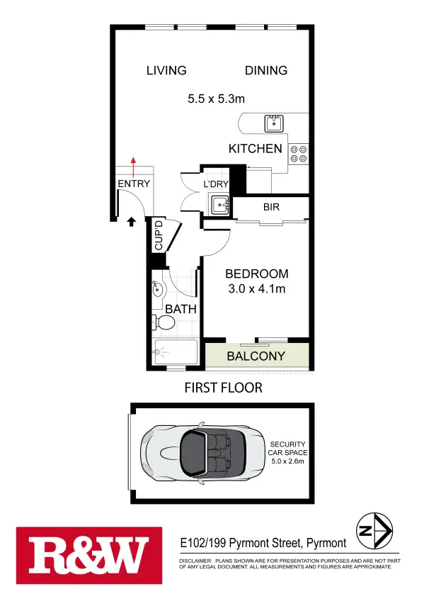 Floorplan of Homely unit listing, E102/54 Experiment Street, Pyrmont NSW 2009