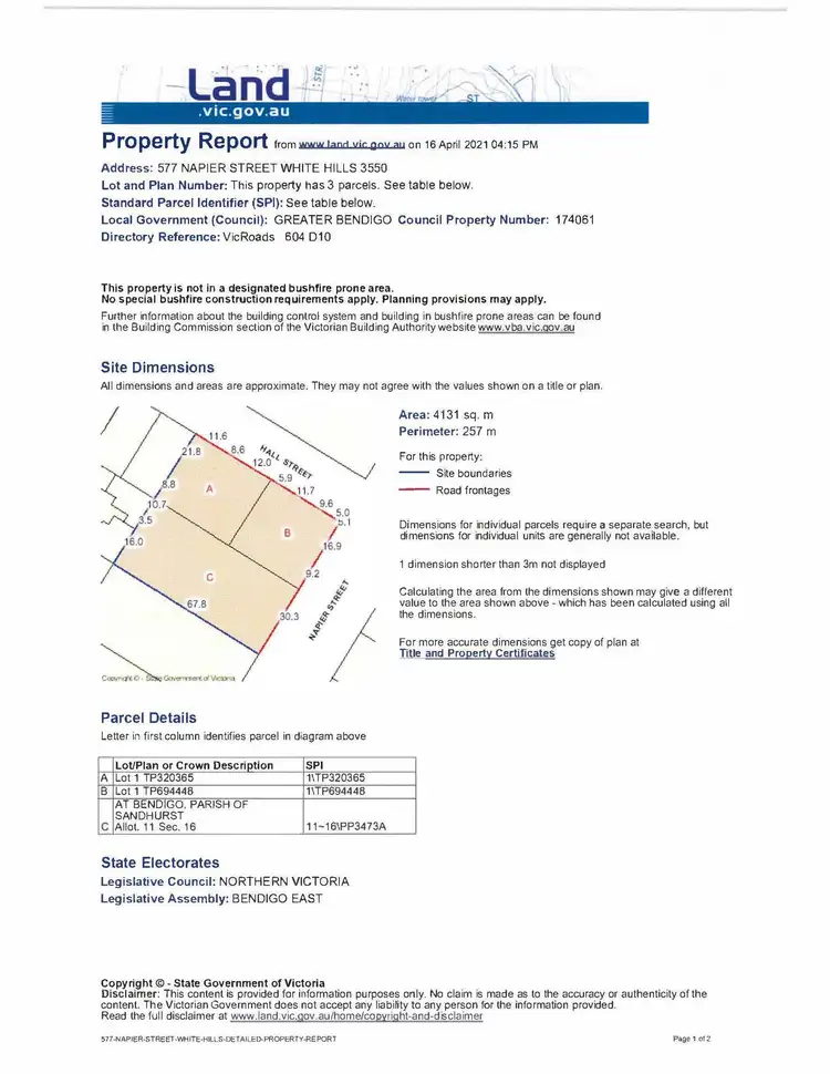 Floorplan of Homely land listing, 577 Napier Street, White Hills VIC 3550