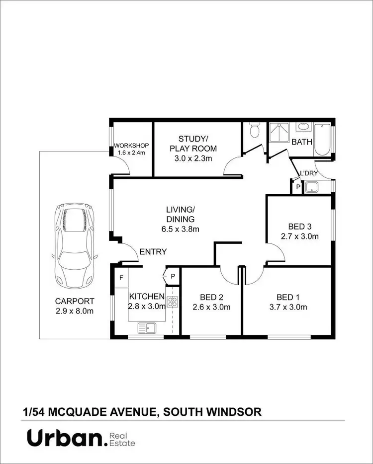 Floorplan of Homely semi-detached listing, 1/54 McQuade Avenue, South Windsor NSW 2756