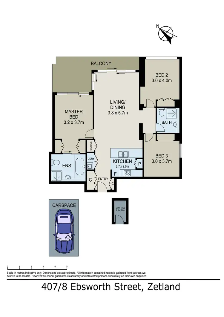 Floorplan of Homely apartment listing, 407/8 Ebsworth Street, Zetland NSW 2017