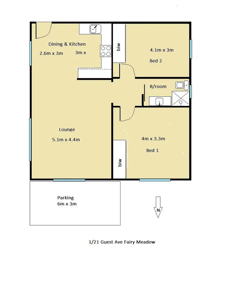 Floorplan of Homely unit listing, 1/21 Guest Avenue, Fairy Meadow NSW 2519