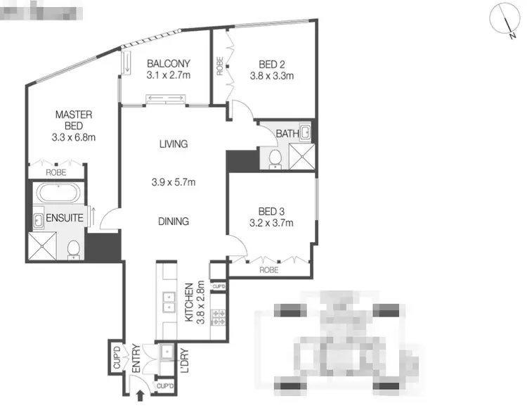 Floorplan of Homely apartment listing, 2507/6 Ebsworth Street, Zetland NSW 2017