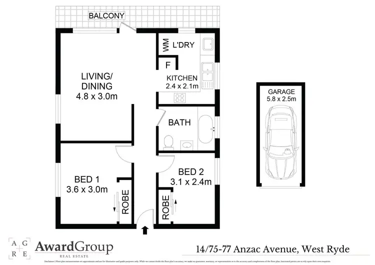 Floorplan of Homely unit listing, 14/75-77 Anzac Avenue, West Ryde NSW 2114